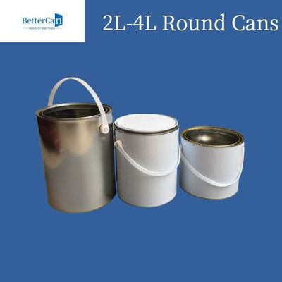 خرید قوطی های حلبی رنگ 3 لیتری / 5 لیتری قوطی قلع فلزی گرد برای ذخیره سازی پوشش شیمیایی online manufacture