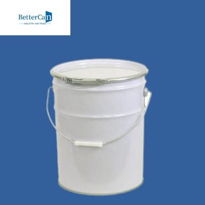 سطل رنگ فلزی گرد 20 لیتری سفید بیرونی با روکش فلزی