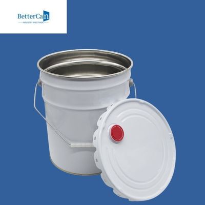 سطل رنگ فلزی گرد 20 لیتری سفید بیرونی با روکش فلزی