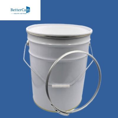 سطل رنگ فلزی گرد 20 لیتری سفید بیرونی با روکش فلزی