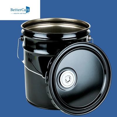سطل سیاه 20 لیتری سطل رنگ فلزی 0.32-0.43 میلی متری با درب