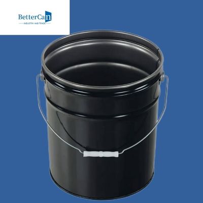 سطل سیاه 20 لیتری سطل رنگ فلزی 0.32-0.43 میلی متری با درب