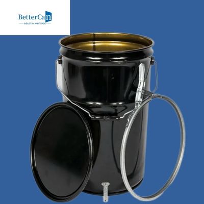 سطل سیاه 20 لیتری سطل رنگ فلزی 0.32-0.43 میلی متری با درب
