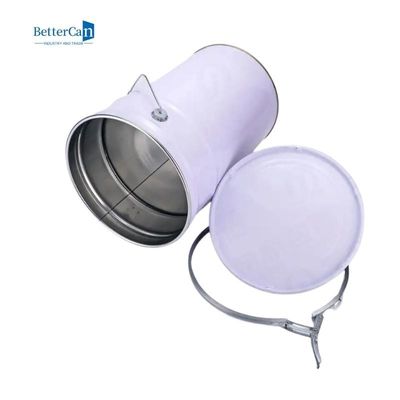قوطی رنگ تزئینی سفید سطل فلزی 5 گالن با درب دارای تاییدیه ISO9001