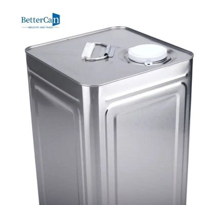 قوطی رنگ نقره ای خالی سطل های فلزی مربعی 18 لیتری 20 لیتری گیج 0.28-0.35 میلی متر