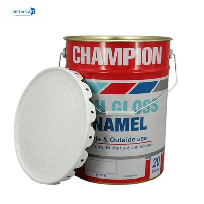 20 لیتری سطل رنگ فلزی سفید 5 گالن سطل قوطی با حلقه قفل با گاسکت لاستیکی